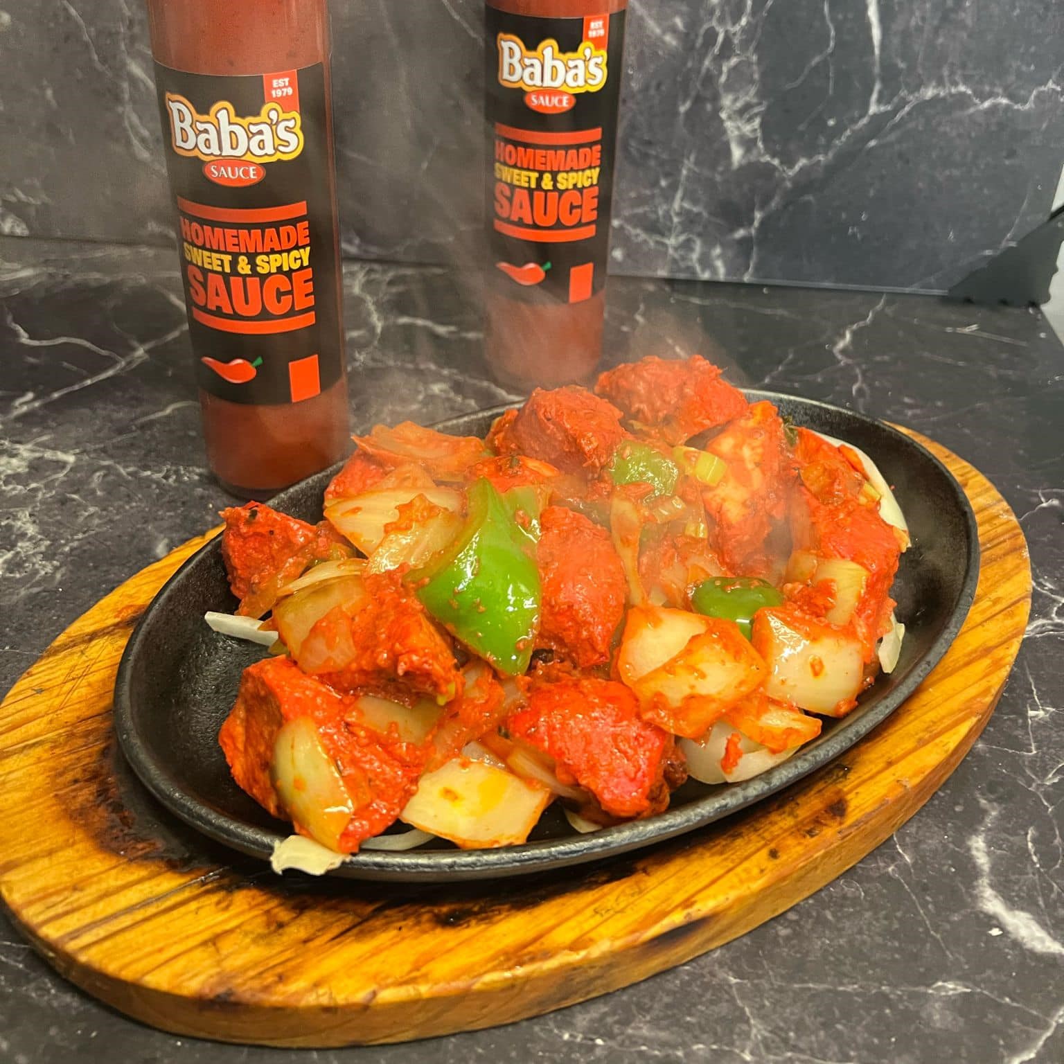 Chicken tikka with two sauces Served at Wee Sunny’s in Dundee